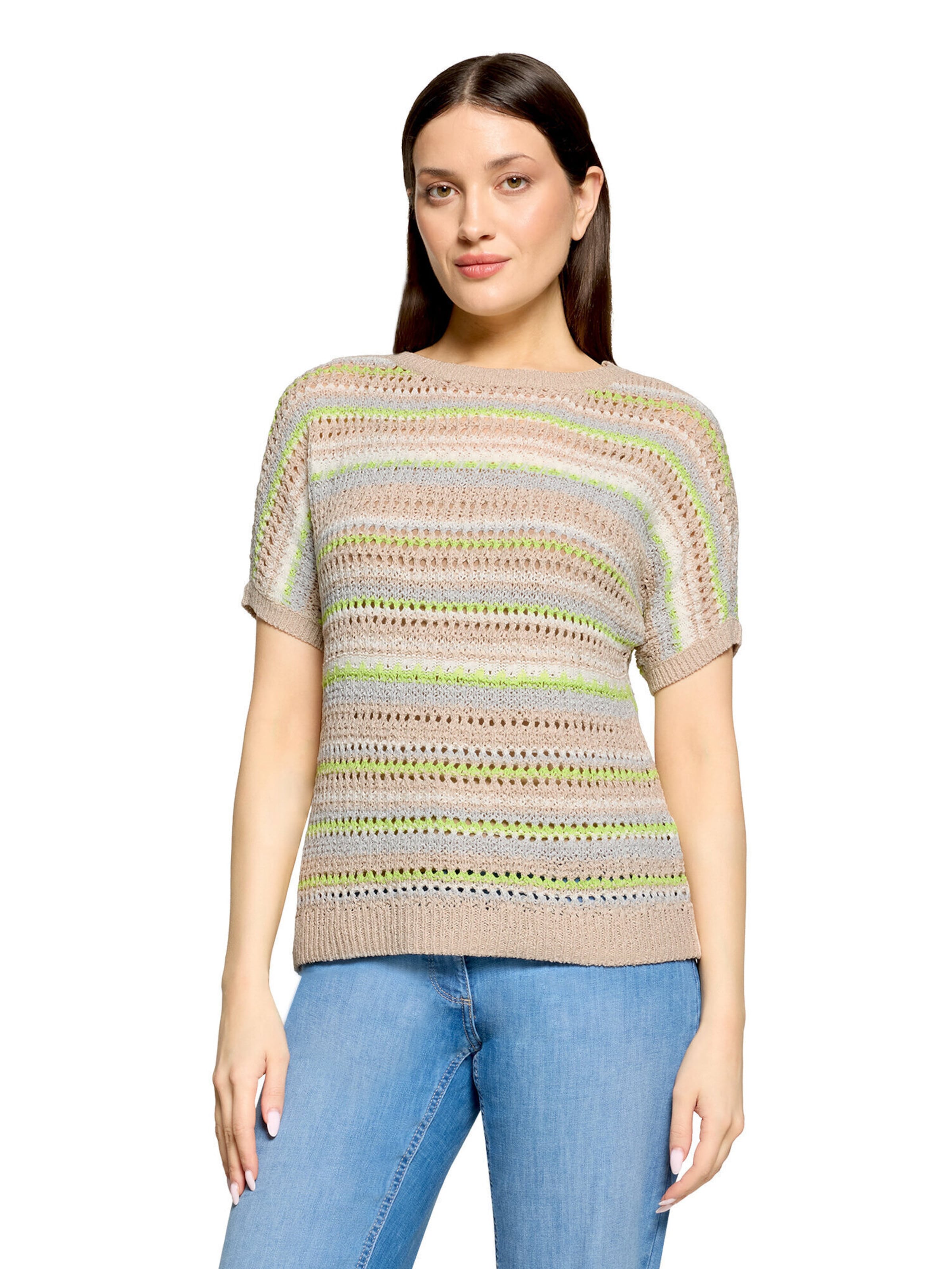 Betty Barclay Lochstrick-Pullover mit U-Boot-Ausschnitt in Beige: Vorderseite