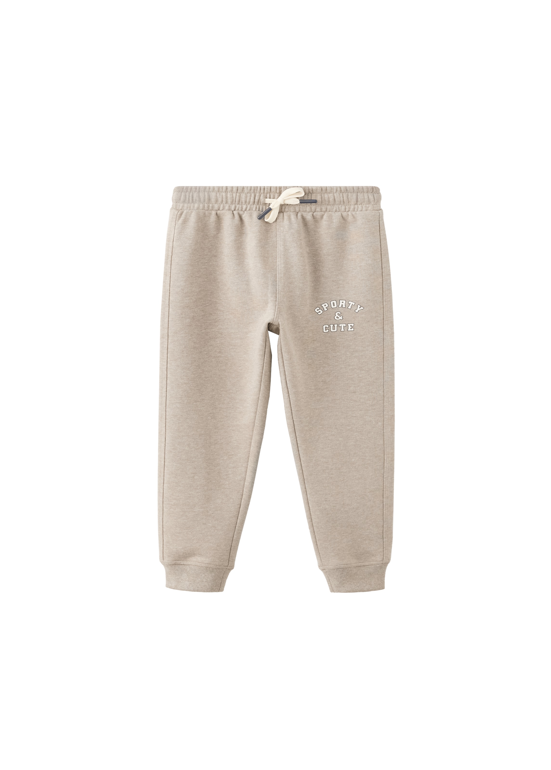 MANGO KIDS Tapered Bukser 'SPORTYP' i beige: forside