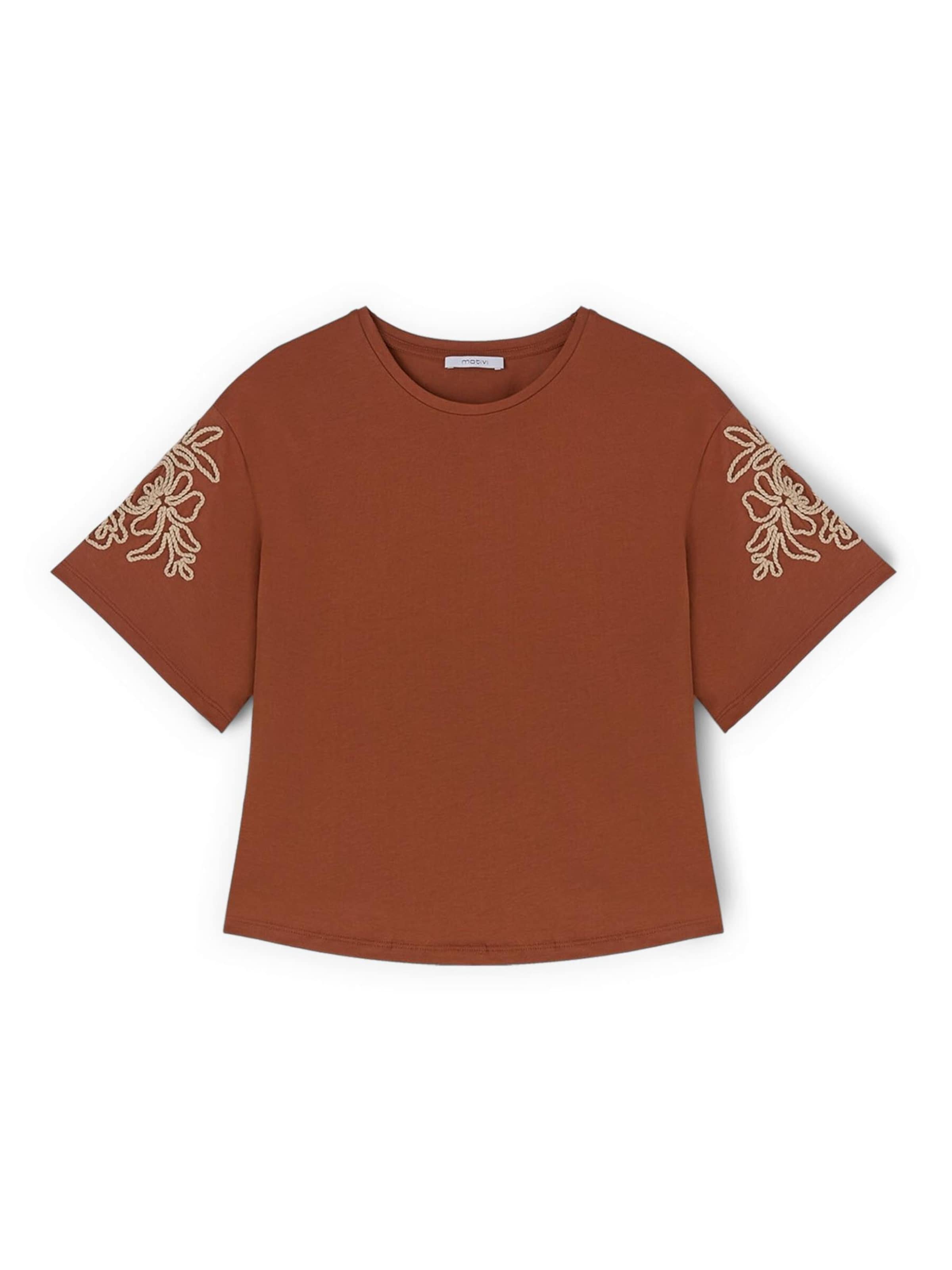 MOTIVI Shirt in Bruin: voorkant