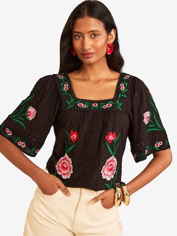 love & roses Bluse in Schwarz: Vorderseite