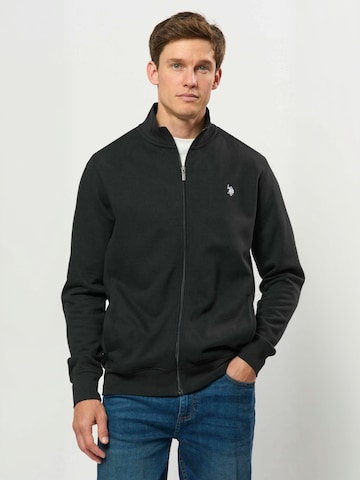 U.S. POLO ASSN. Cardigan ' UMOscar ' in Schwarz: Vorderseite