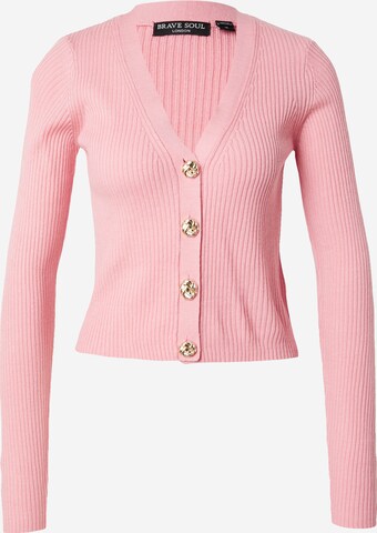 BRAVE SOUL Knit Cardigan in Pink: front