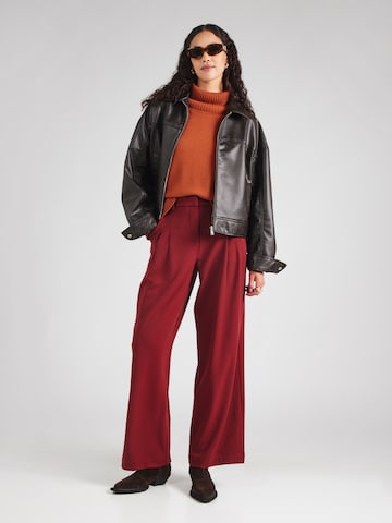 MSCH COPENHAGEN Wide leg Pleat-Front Pants 'Henrika' in Red