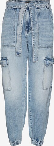 VERO MODA Tapered Cargojeans 'Ella' in Blauw: voorkant