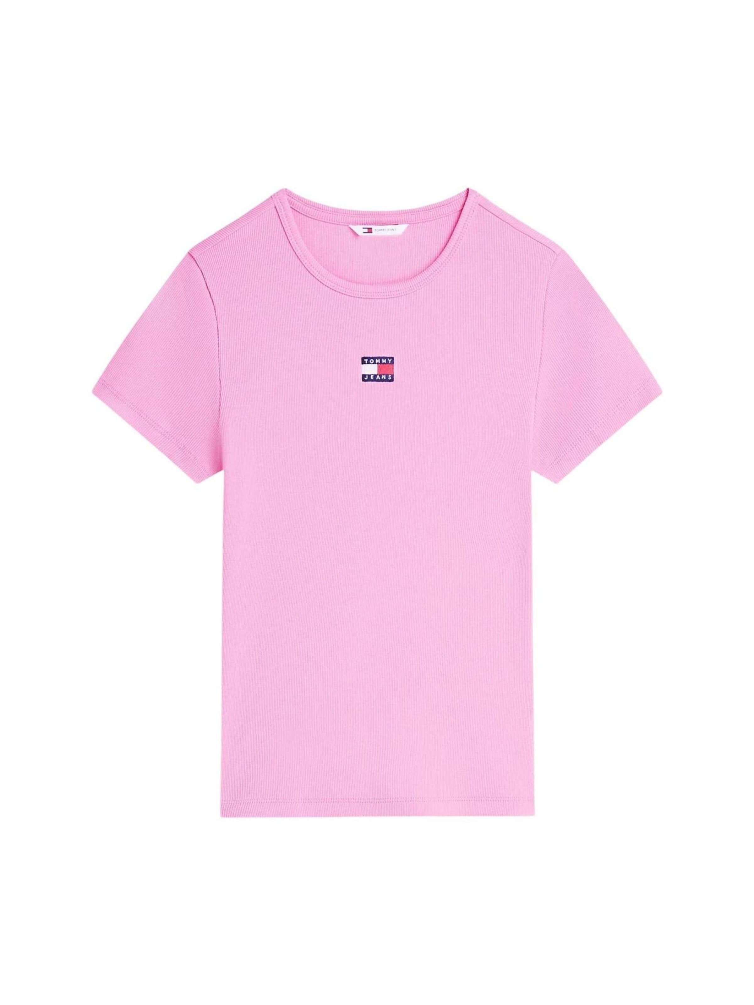 Maglietta 'TJW BADGE RIB DW0DW17881' di Tommy Jeans in rosa: frontale