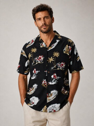 Pacific Legend Regular fit Button Up Shirt 'Christmas Turtles' in Black