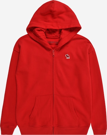 Abercrombie & Fitch Sweat jacket 'ESSENTIAL' in Red: front