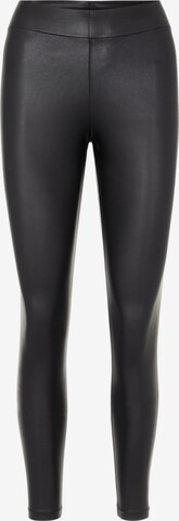 PIECES Skinny Leggings 'Shiny' - fekete: elől