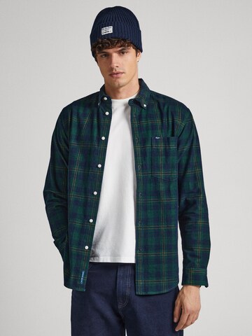 Pepe Jeans Regular fit Button Up Shirt 'CALE' in Blue: front