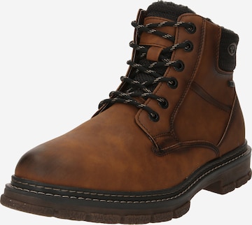 TOM TAILOR Lace-Up Boots in Brown: front