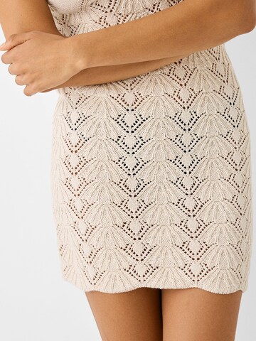 Bershka Knitted dress in Beige