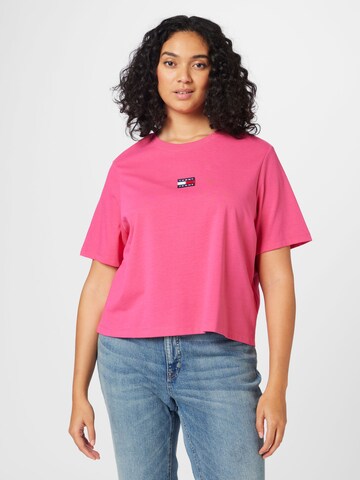 Tommy Jeans Curve Shirt in Roze: voorkant