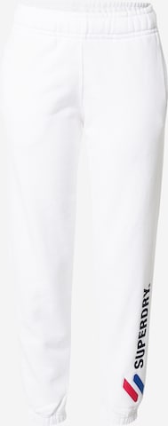Superdry Zwężany krój Spodnie w kolorze biały: przód