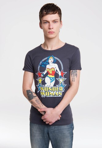 LOGOSHIRT Shirt 'Wonder Woman' in Grey: front
