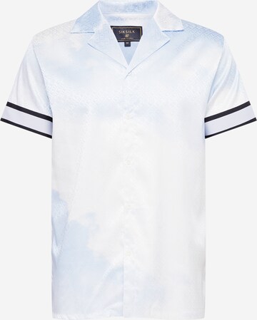 SikSilk Button Up Shirt in Blue: front