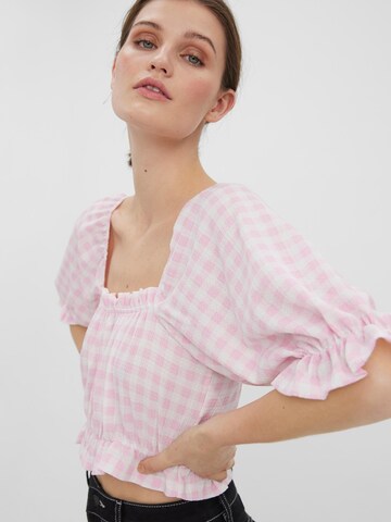 VERO MODA Bluse 'Checks' in Weiß