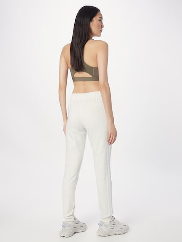 ADIDAS SPORTSWEAR Tapered Workout Pants 'Essentials Fleece 3-Stripes' in White