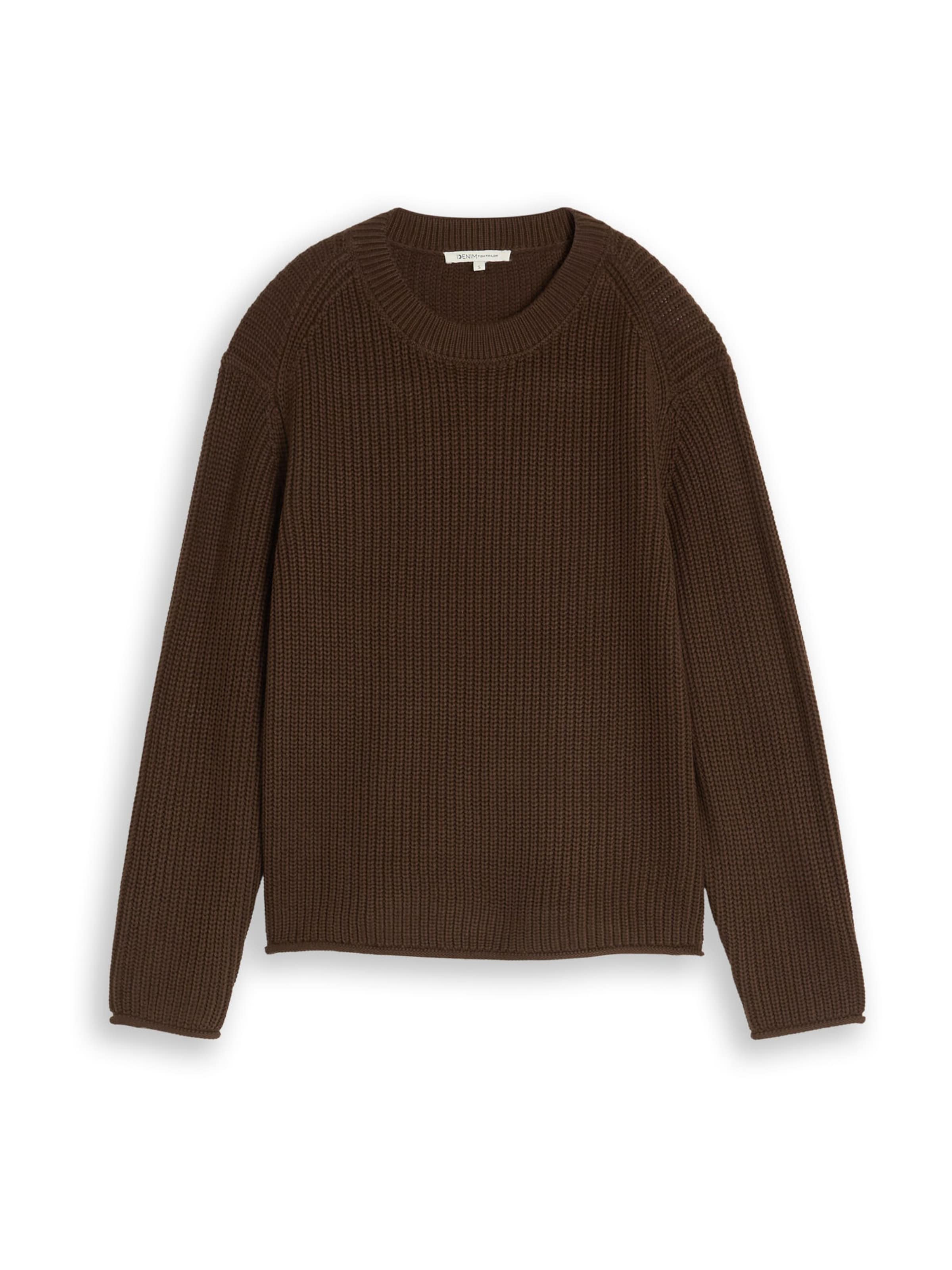 TOM TAILOR DENIM Pullover i XS i mørkebrun, Produktvisning