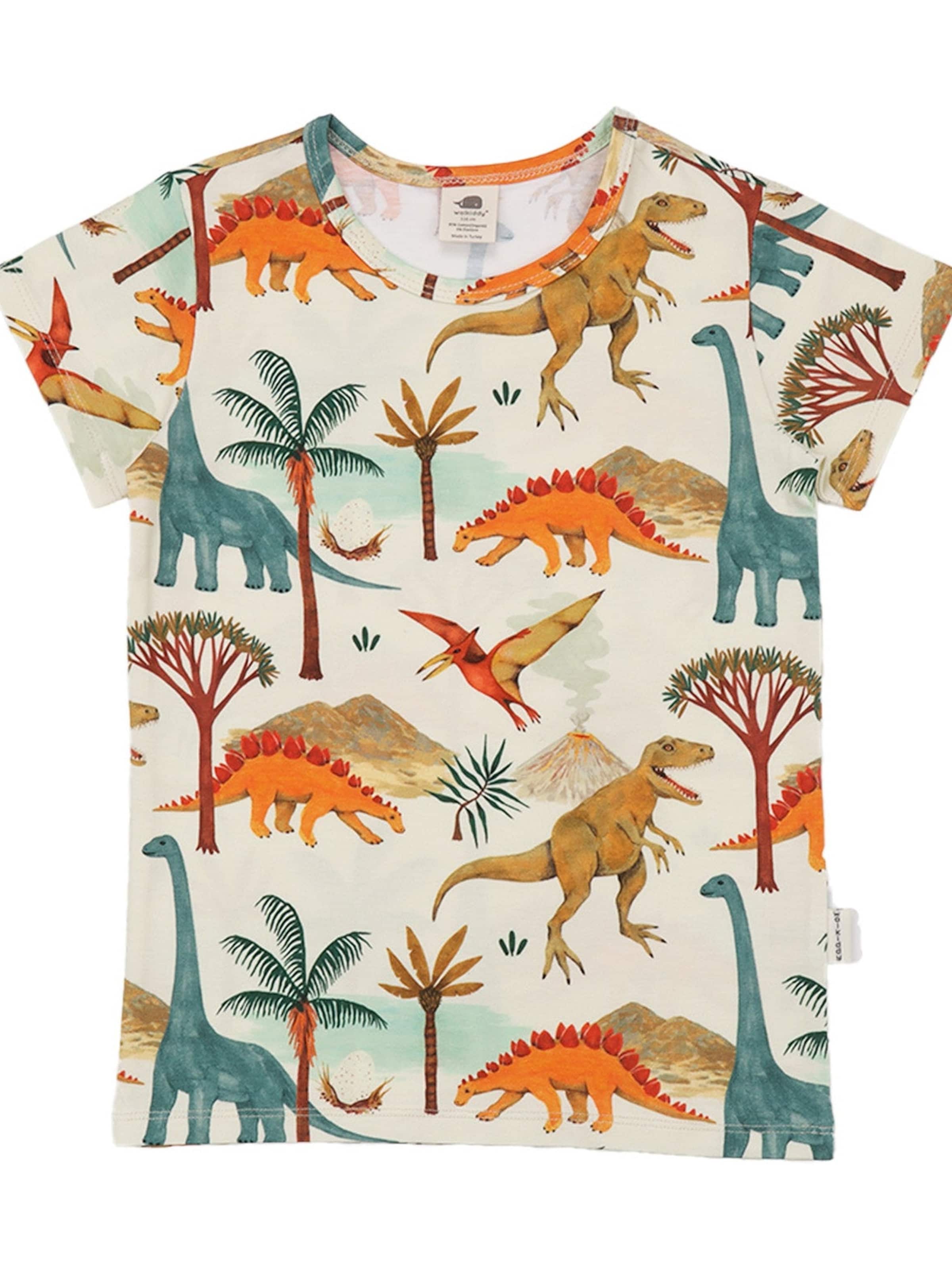 Walkiddy Shirt 'Walkiddy - Dinasaur World T-Shirt'‌‌‌‌‌‌‌ in Mischfarben: Vorderseite