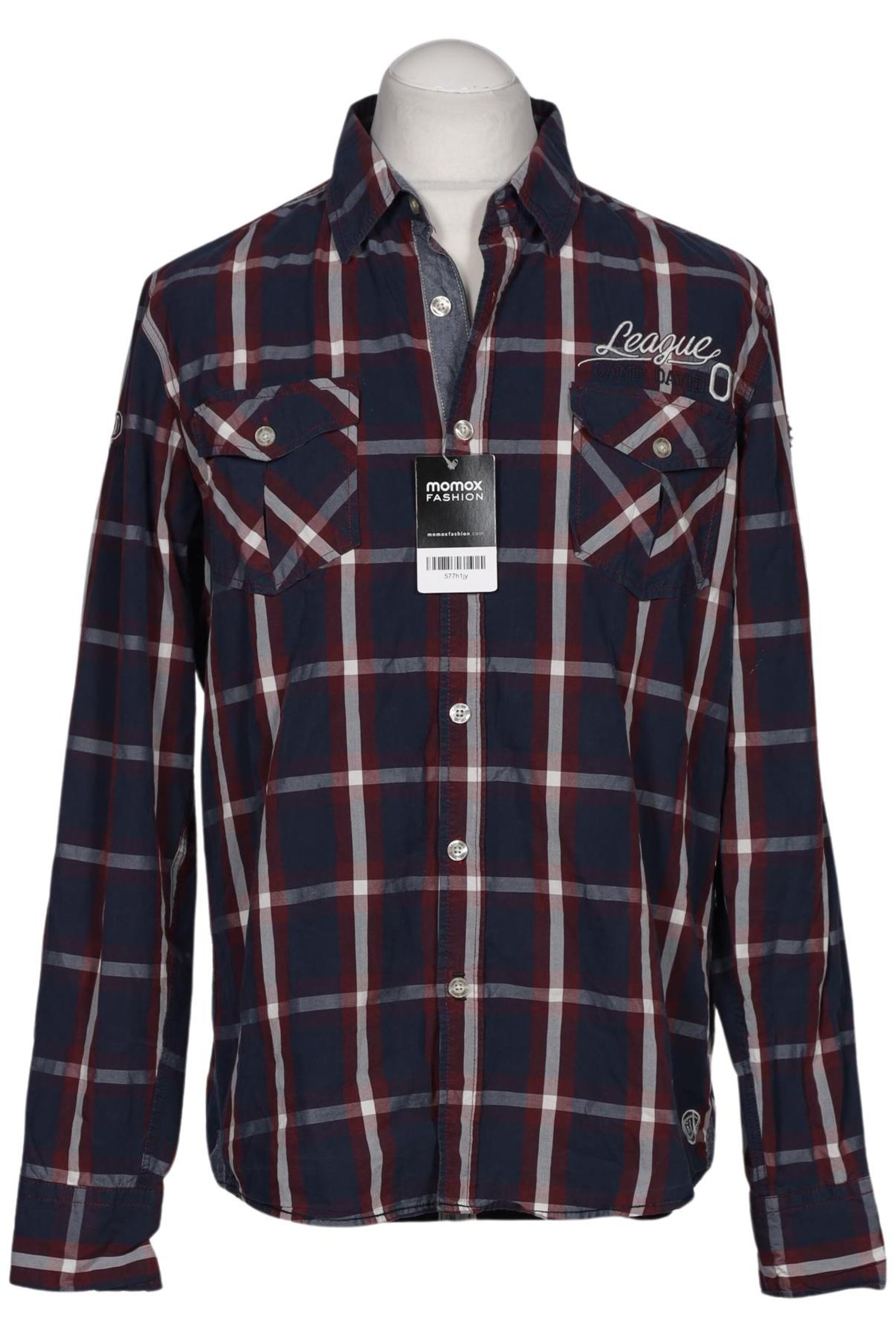 CAMP DAVID Button Up Shirt in L in Blue: front