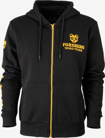 FORSBERG Zip-Up Hoodie in Black: front