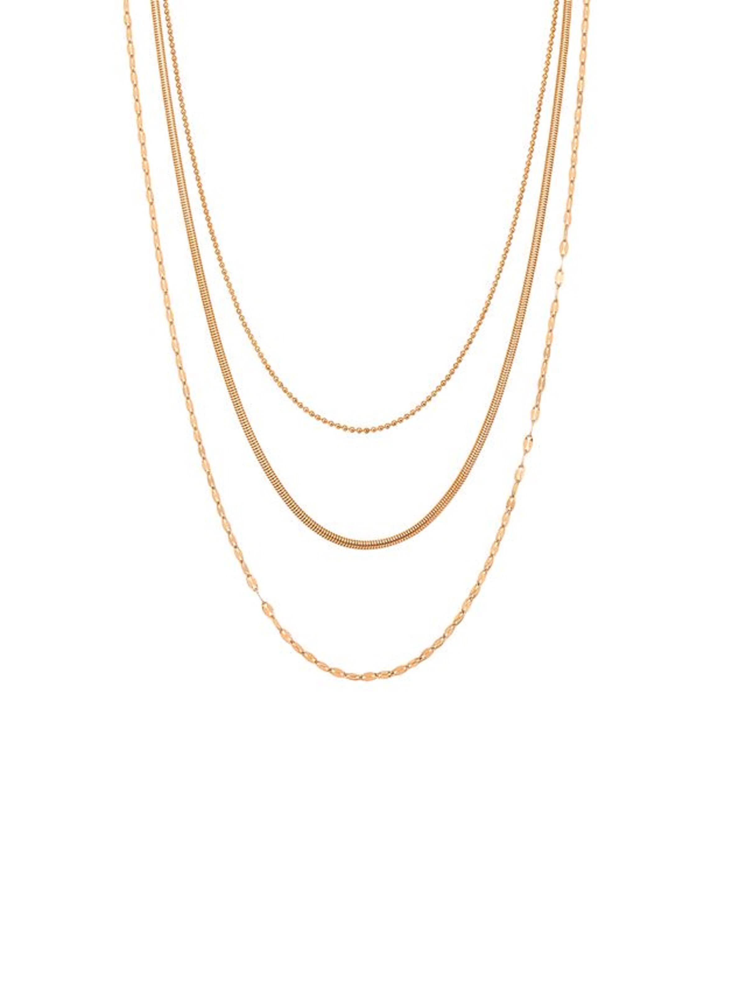 Hey Happiness Ketting 'Fine Triple Layer' in Goud: voorkant