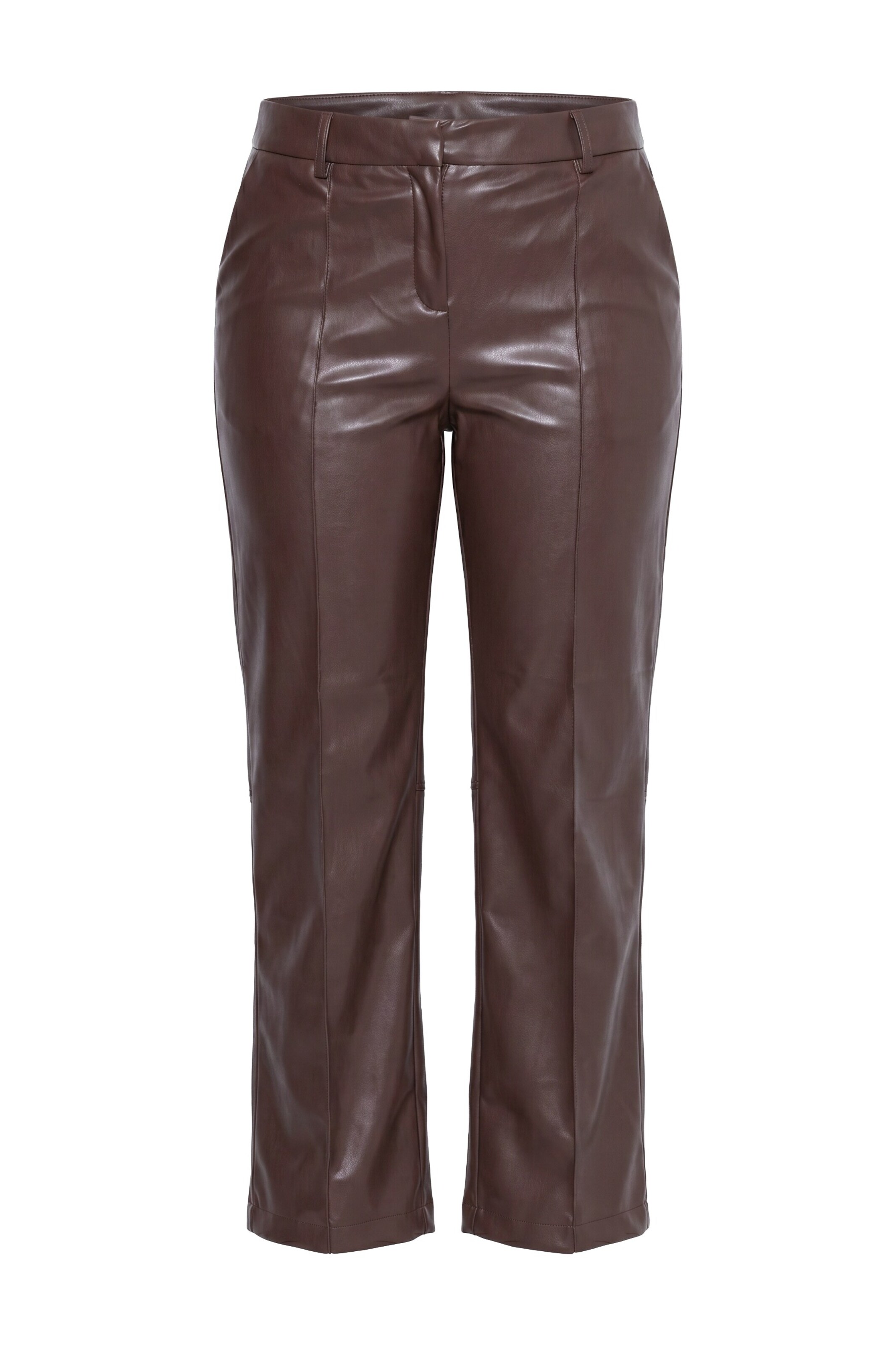 Ulla Popken Regular Pantalon in Bruin: voorkant