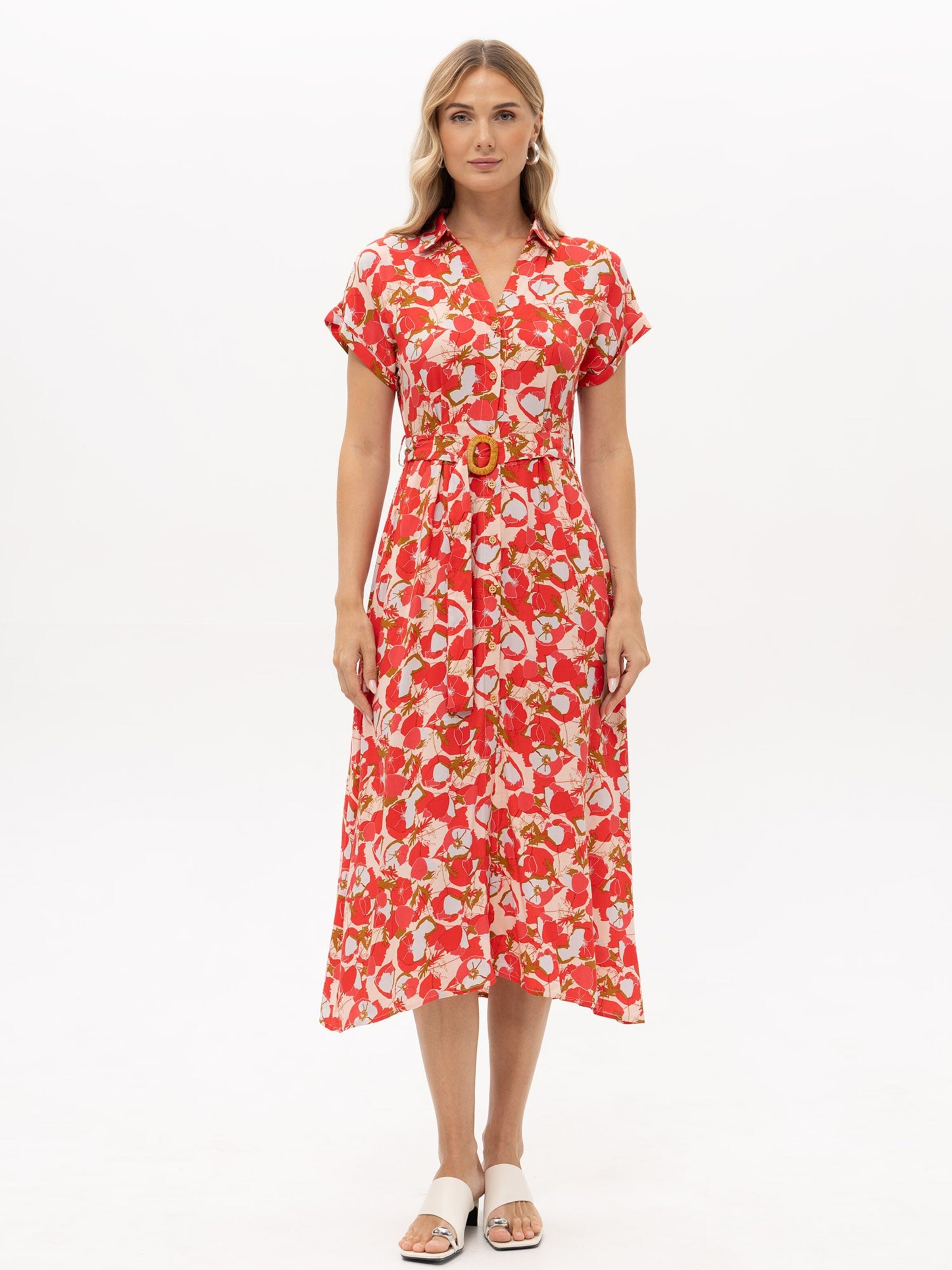 Passioni Summer Dress 'Sommerkleid mit Blumenprint' in Red: front
