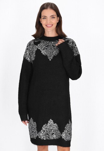 usha BLACK LABEL Gebreide jurk in Zwart: voorkant