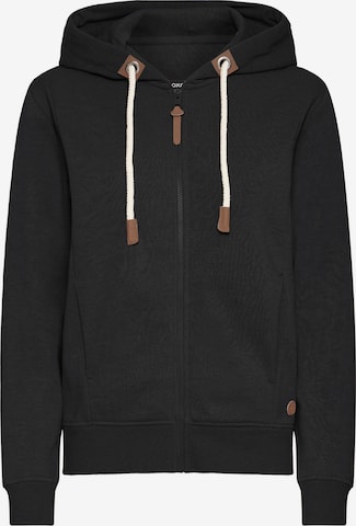 Oxmo Zip-Up Hoodie ' OXMILLE ' in Black: front