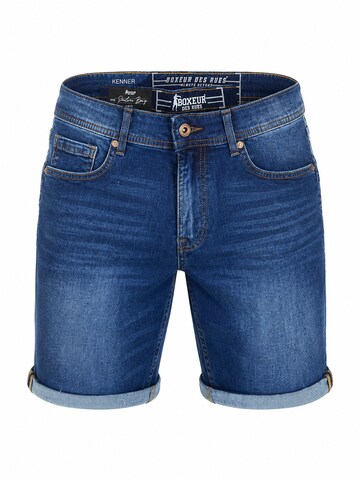 Boxeur des Rues - regular Vaquero 'Herren Jeansshorts Boxeur des Rues Palm Bay, Slim Fit, Dunkelblau, Goldene Nähte' en azul: frente