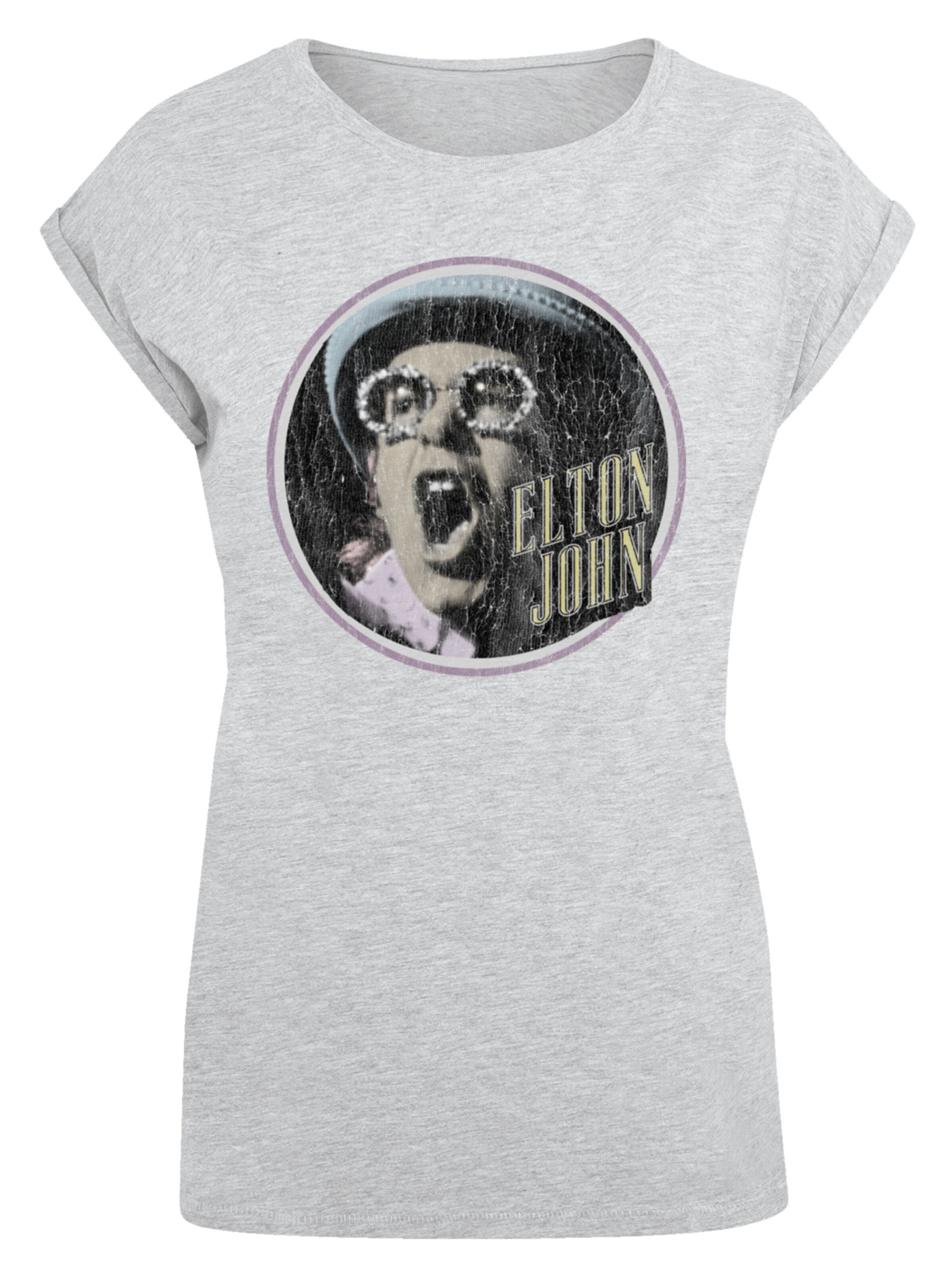 F4NT4STIC Shirt 'Elton John Vintage Circle' in Grijs: voorkant