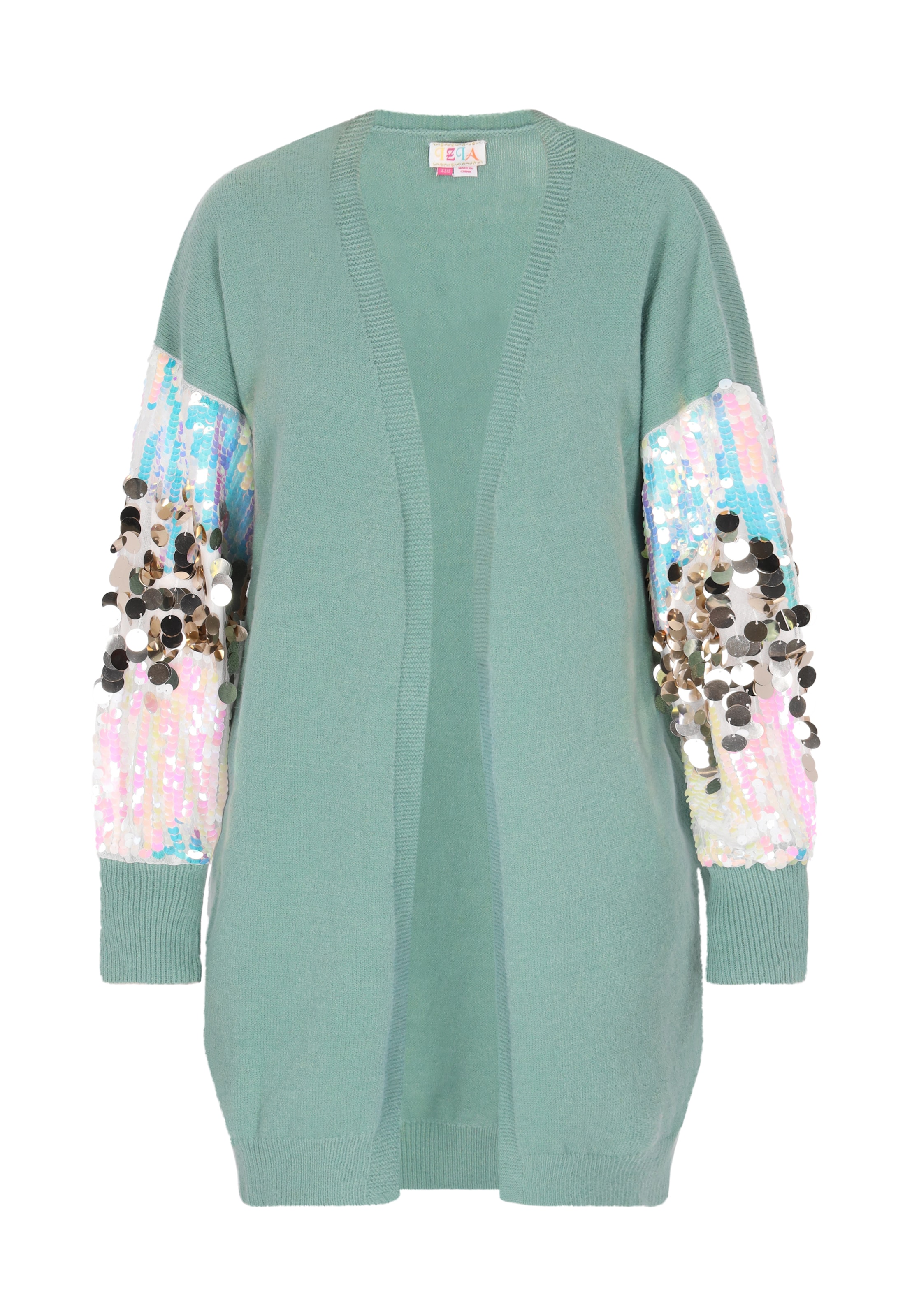 Geacă tricotată de la IZIA pe albastru: față