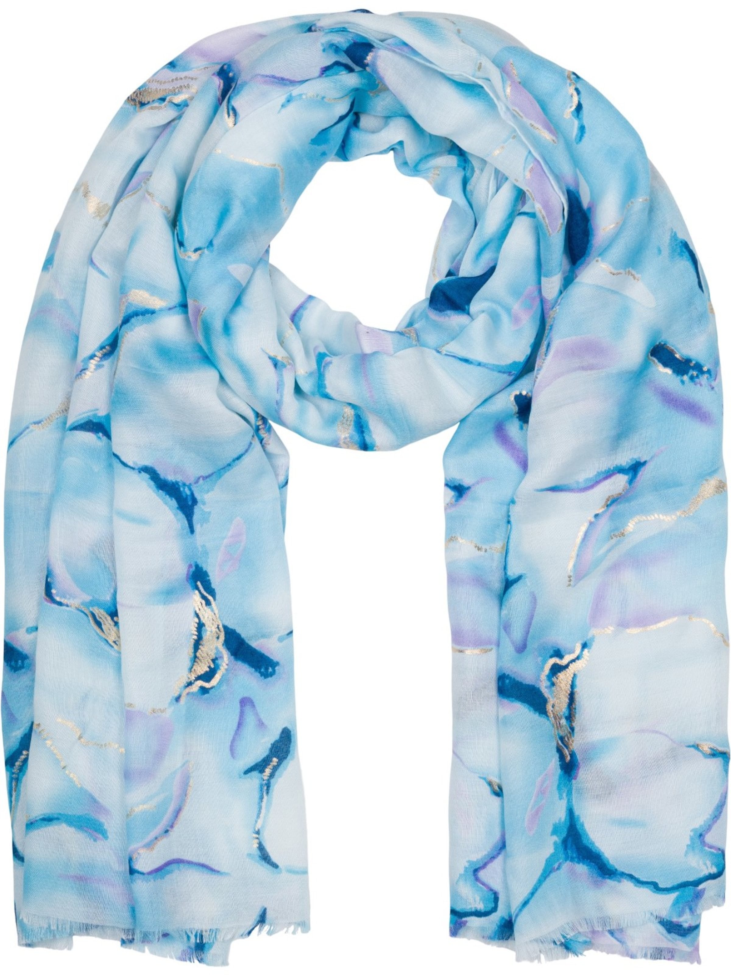 styleBREAKER Schal 'Schal Marmor Muster Metallic Akzente'‌‌‌ in Blau: Vorderseite