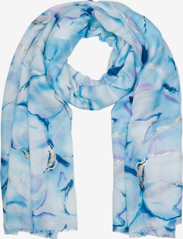 styleBREAKER Schal 'Schal Marmor Muster Metallic Akzente' in Blau: Vorderseite