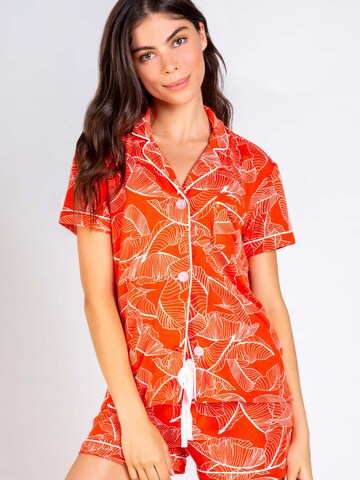 PJ Salvage Pyjama ' Red Leaves ' in Rood: voorkant