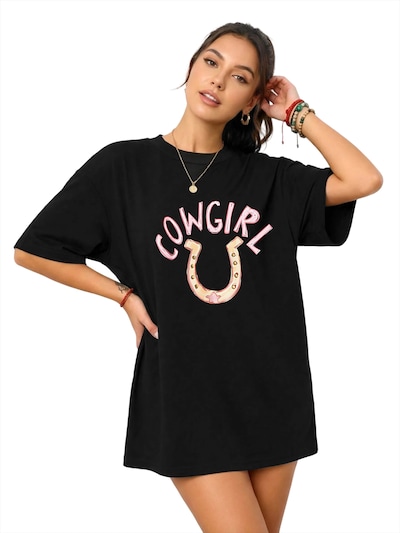 GORHEY Shirt 'Women's Oversized Summer Short-Sleeve T-Shirt, Loose Fit with Print' in schwarz, Produktansicht