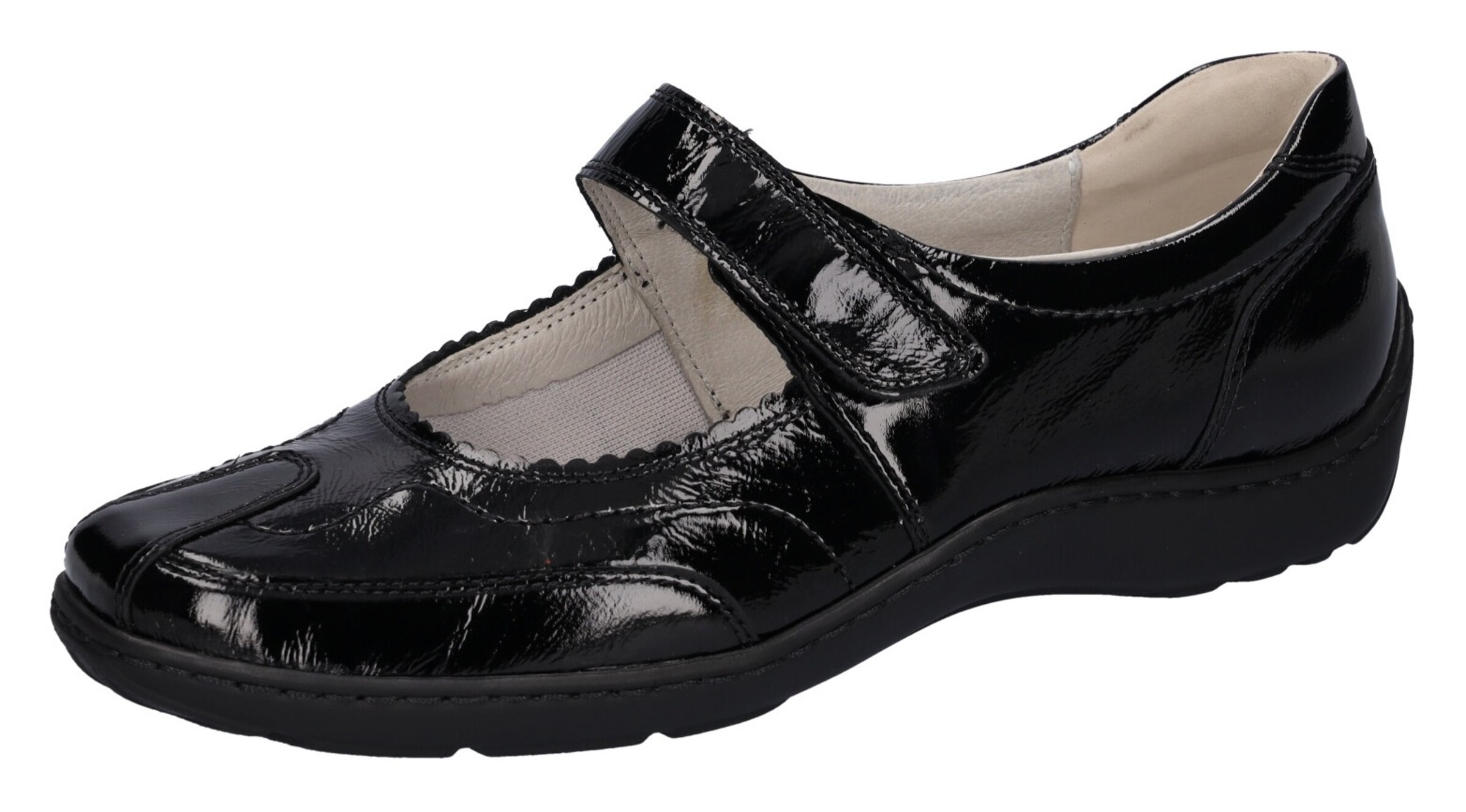 WALDLÄUFER Riemchenballerina in Schwarz: Vorderseite