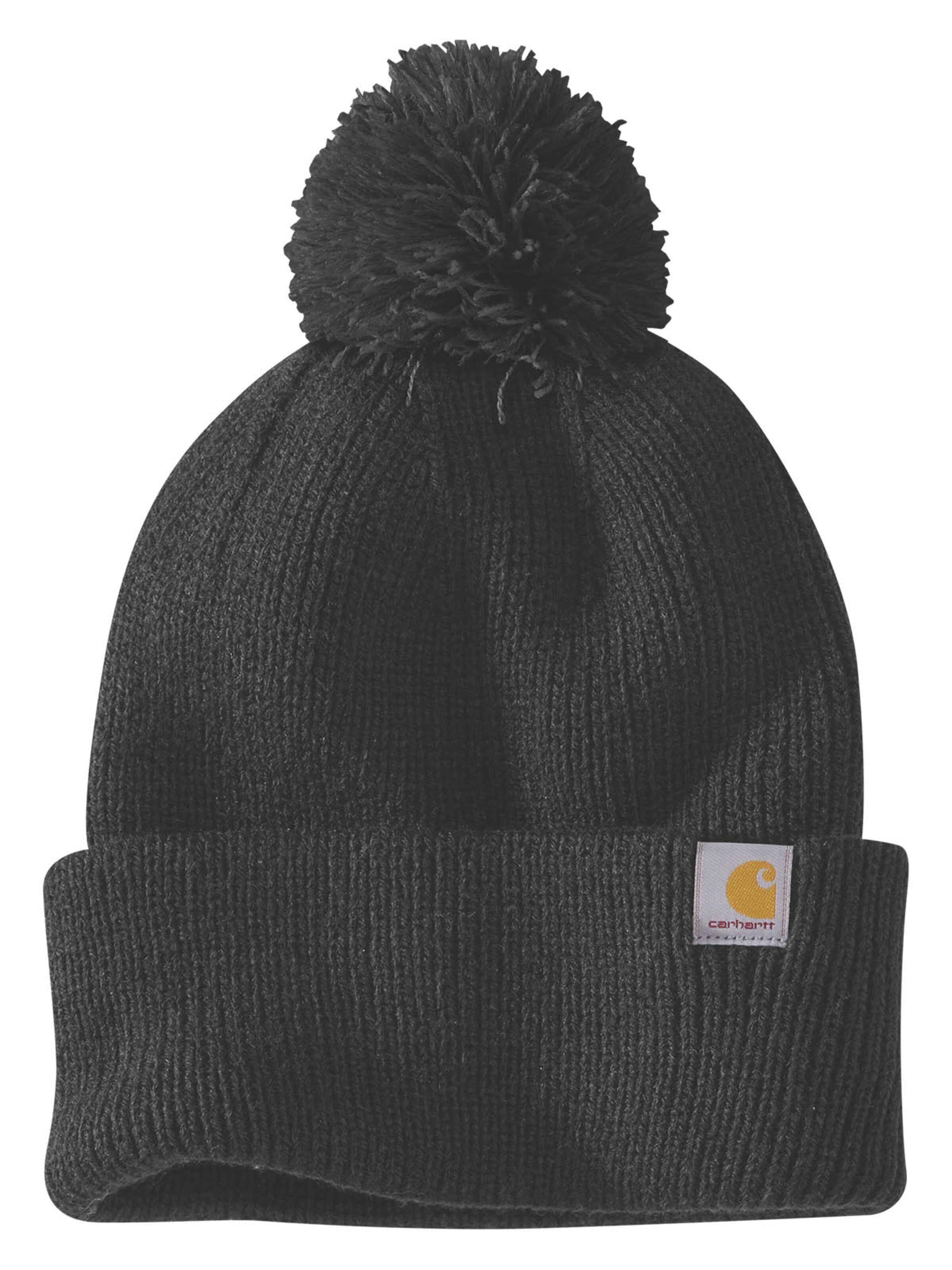 Carhartt WIP Hat 'Beanie Knit Pom in schwarz' in Black: front