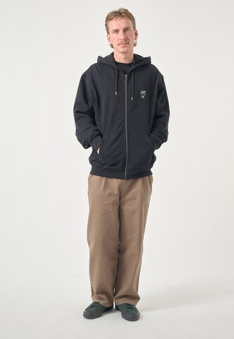 Cleptomanicx Sweat jacket 'Sketchu Gull Zip' in Black