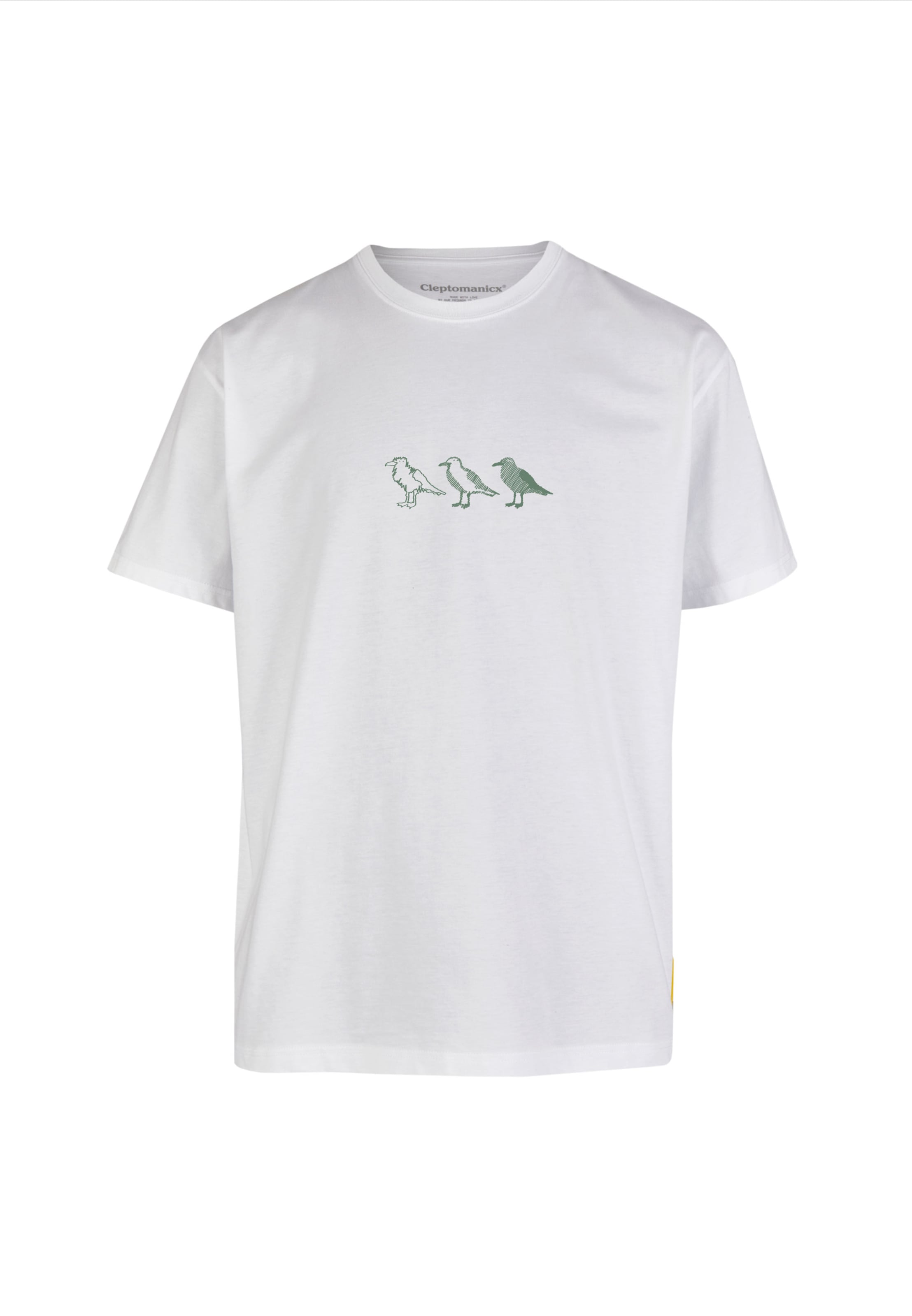 Cleptomanicx Shirt 'Classic Tee Scribble Gull' in Wit: voorkant