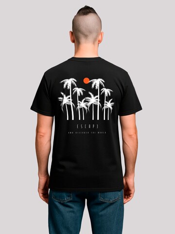 T-Shirt 'Escape Discover the World Palm Trees White' F4NT4STIC en noir