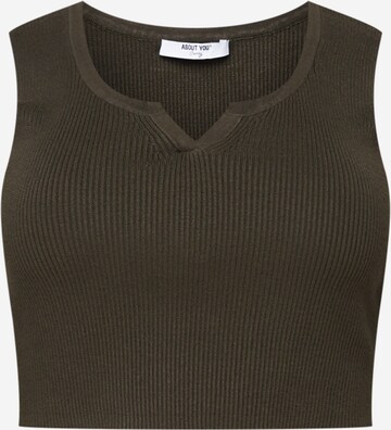 ABOUT YOU Curvy Knitted top 'Line' in Green: front