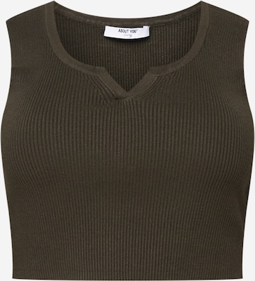 ABOUT YOU Curvy Knitted Top 'Line' in Green: front