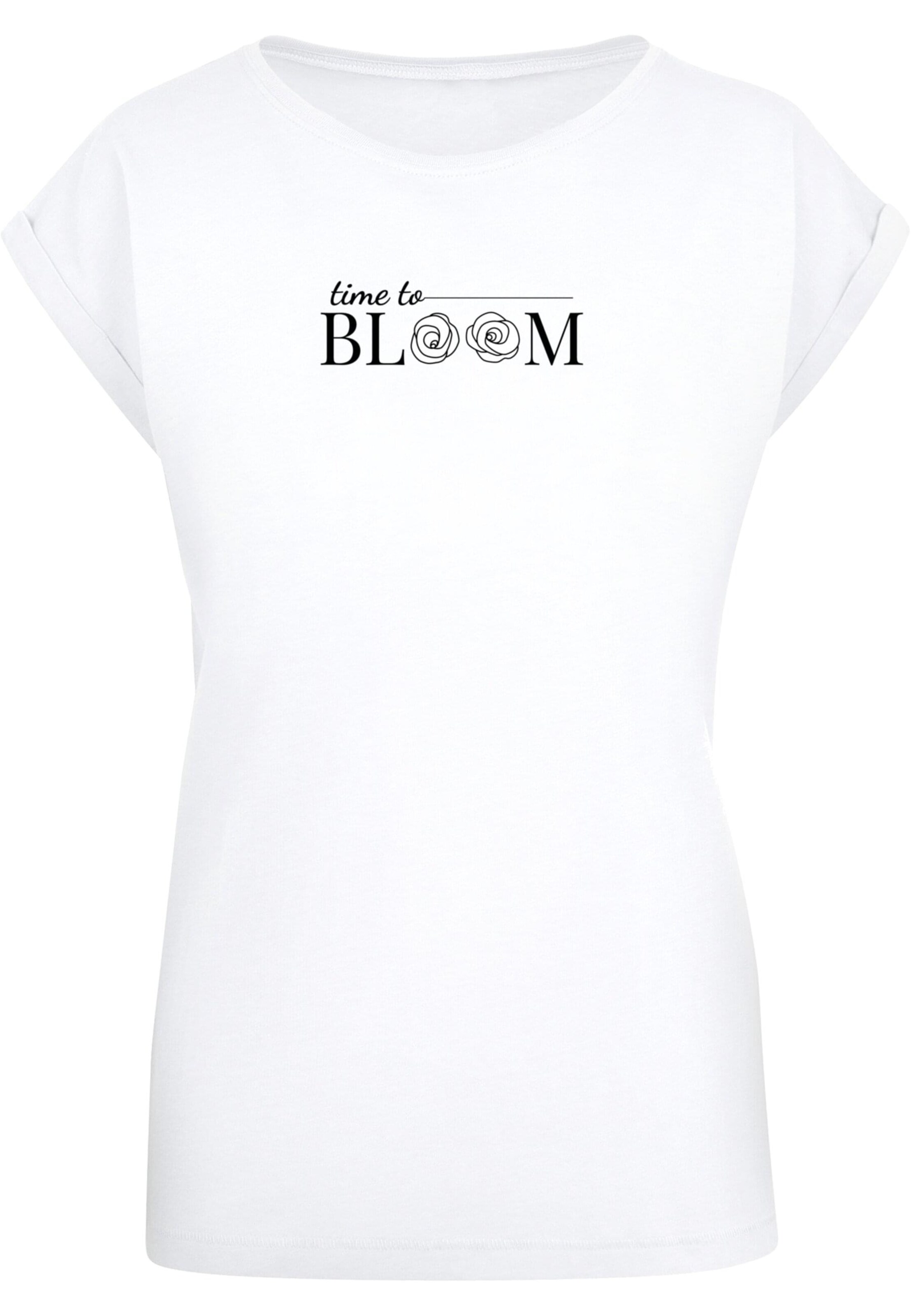 Merchcode T-Shirt 'Time to bloom' in Weiß: Vorderseite