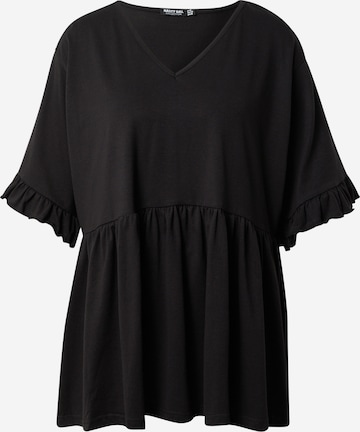 Nasty Gal Oversized shirt in Black: front