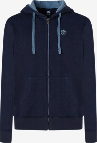 North Sails Zip-Up Hoodie in Blue: front