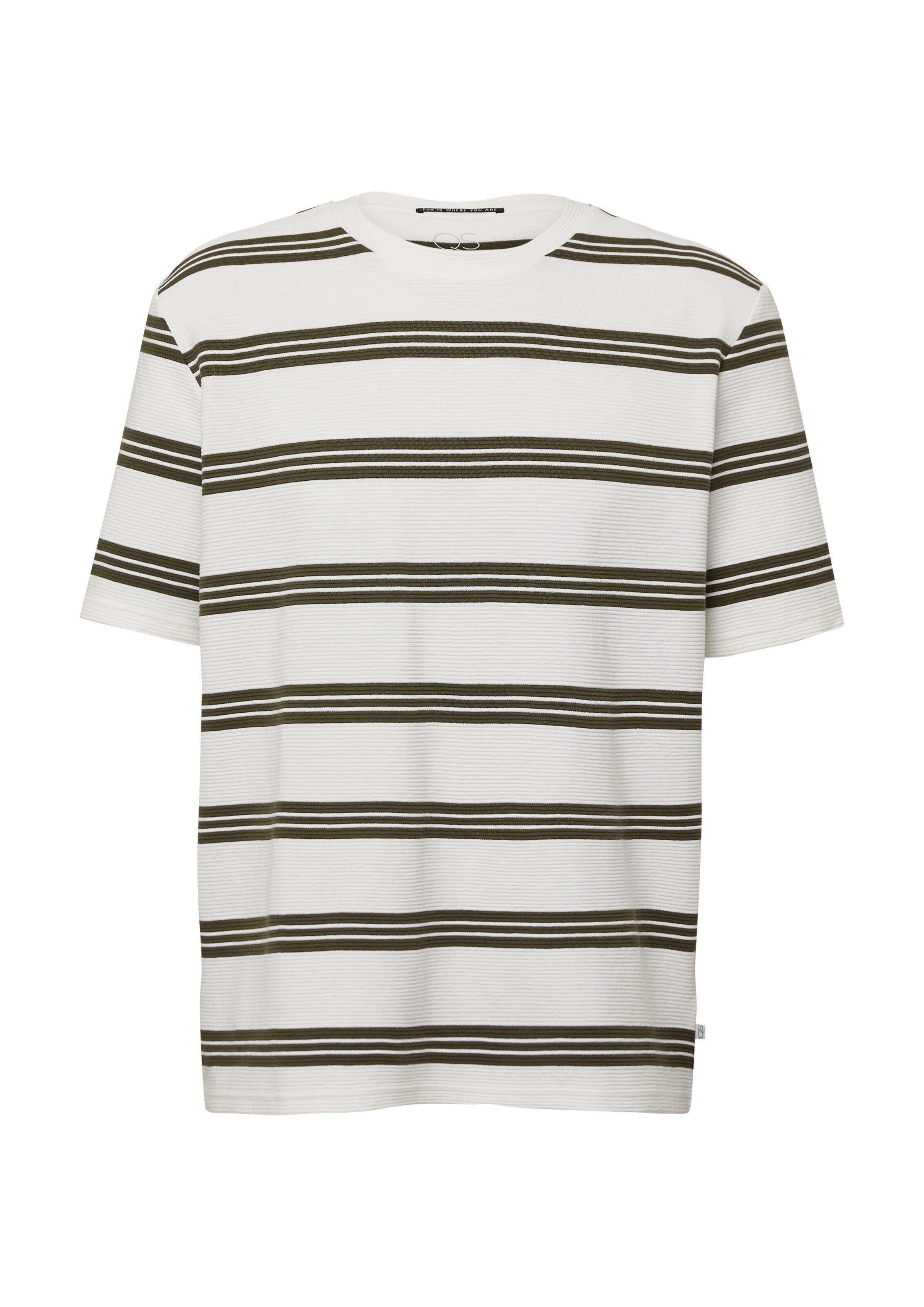 QS Shirt in de kleur Kaki / Wit, Productweergave