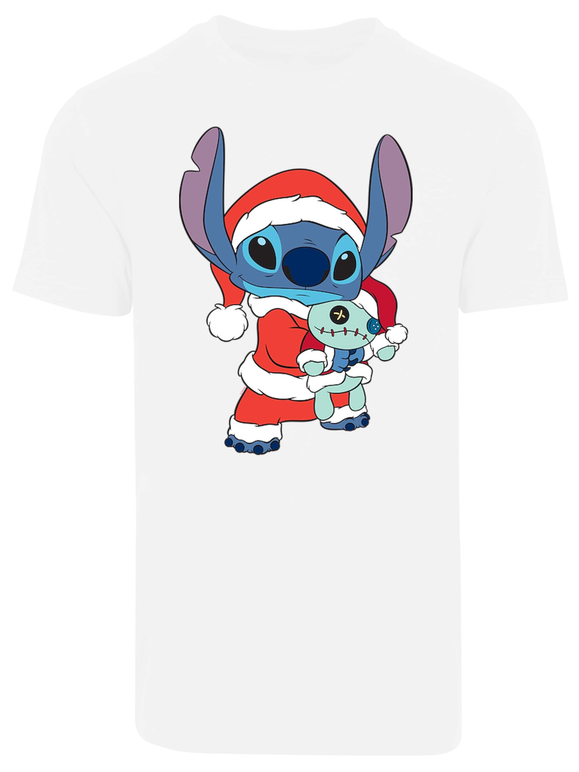 T-Shirt 'Disney Lilo & Stitch Christmas' F4NT4STIC en blanc : devant
