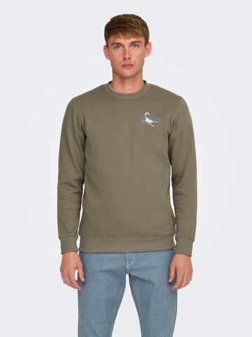 Only & Sons Sweatshirt 'ONSPATRICK' in Brown: front